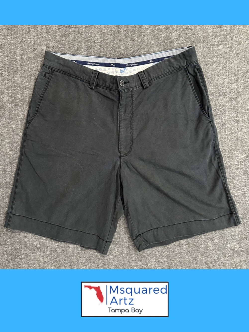 Tommy Bahama Shorts Mens 33 Black Stretch Chino Casual Island Modern